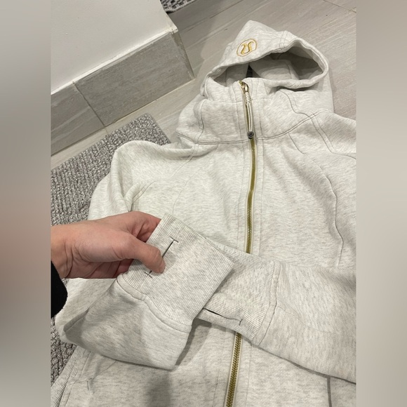 Lulumeon scuba hoodie heathered light cotton fleece gold with rose gold zip - Picture 13 of 13